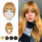 BARSDAR Menschliches Haar Clip in Bangs, Echtes Menschliches Haar Clip in Pony für Frauen - Golden Blond Französisch Pony Extensions Fringe Färbbar Echtes Haar Fringe Haarteile - Dunkel Golden Blond