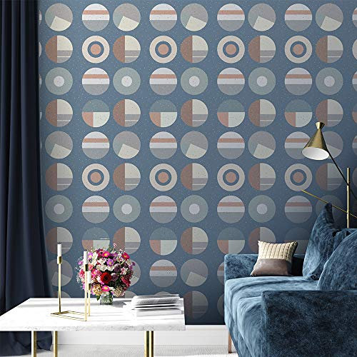 Terrazzo Effect Self Adhesive Furniture Stickers, Table Sticker, Panels Sticker, Living Room Bedroom Peel and Stick Vinyl Wallpaper/Floor Wall Sticker, Geometric Blue Terrazzo Color