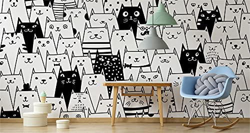 Muralo Vlies Fototapete 270x180 Kinder Schwarz-weiße KÄTZCHEN Moderne Tapete Kinderzimmer Schlafzimmer Wandbilder Wandtapete Wandtattoo XXL Br. 270 cm x Hö. 180 cm