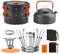 Lixada Camping Cookware Set, 21pcs, Includes Pot, Pan, Kettle, Mini Stove, Plates, Cutlery, Chopping Board, Mesh Sack, Orange