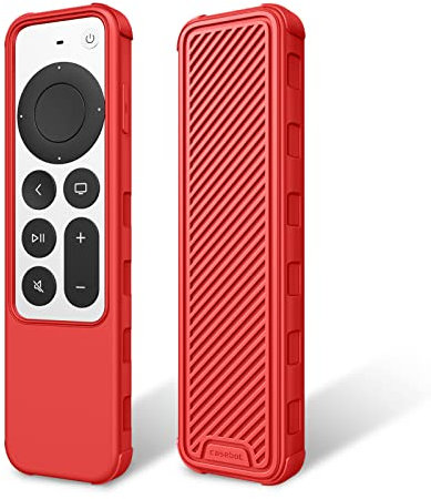 FINTIE Coque de Protection Compatible avec Apple TV Siri Remote 2022/2021 - Etui Léger et Antidérapant Résistant aux Chocs Coque en Silicone, Rouge