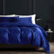 Gezu Sets de Housse de Couette 220x240cm Satin Bleu Unie Parure de Lit 2 Personnes Soie Lisse Soyeux Brillant Doux avec 2 Taies d'oreiller 65x65cm avec Fermeture Éclair
