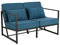 Mingone 2-Sitzer Couch Gepolstertes Sofa Lounge-Sofa Sessel Mit Armlehnen Beinen aus Eisen für Wohnzimmer Schlafzimmer Blau