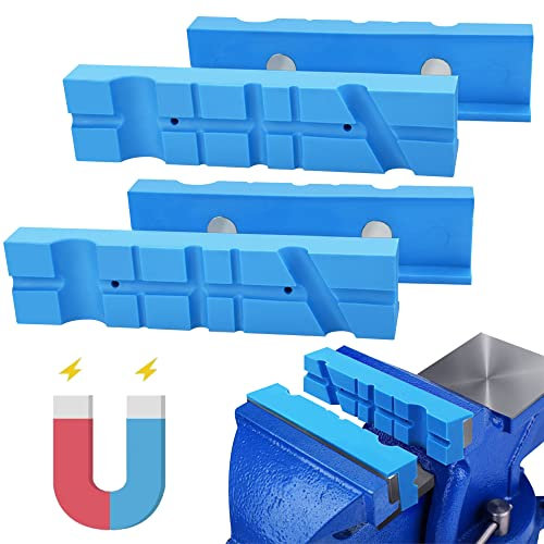 SPEACOUR 2 Pack Magnetic Soft Bench Multi-Groove Vise Covers Universal Vise Jaw Pads for Woodworking, Jewelry Making, Plumbing (140mm)