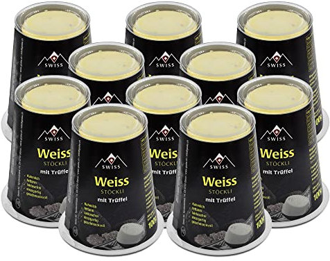 Food-United SCHABZIGER STÖCKLI TRÜFFEL 100g schweizer Reibe-Mager-Käse mit Trüffeln von GESKA weißer Kräuterkäse-Schottenkäse für Pasta & Pizza