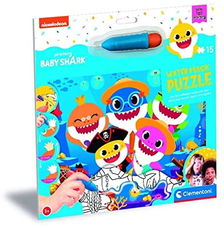 Clementoni - 22241 - Water Magic Puzzle Baby Shark - Puzzle Mit 15 Teile - Puzzle Für Kinder Ab 3 Jahren, Made In Italy