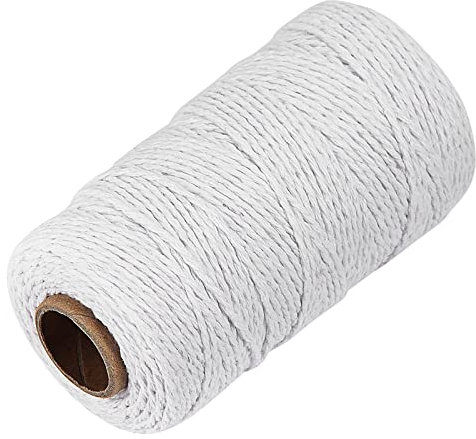 Ohtomber - Cuerda de algodón blanco para carnicero, 328 pies, 2 mm, para manualidades, cordel de panadero, cocina, carne de carnicero y asar, envolver regalos
