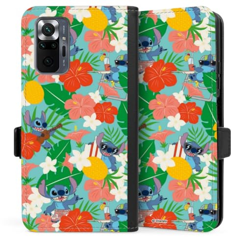 DeinDesign Klapphülle kompatibel mit Xiaomi Redmi Note 10 Pro Handyhülle aus Kunst Leder schwarz Flip Case Lilo & Stitch Disney Film