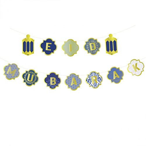 Eid Mubarak Girlande Bunting Banner 5m Ramadan Kareem Bronzing Fahnen Flagge Hangende Dekorationen Ramadan Für Muslimische Ramadan Partei Liefert