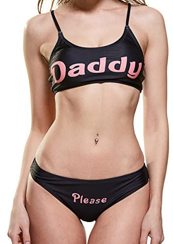 SINROYEE Sexiga damunderkläder set slutty underkläder kläder linnen och trosa pyjamas nattkläder bikini baddräkt ja pappa 2 st, Svart, S