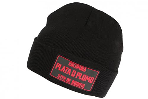 Hip Hop Honour Mütze Plata O Plomo rot und schwarz Streetwear Colombia Aufnäher reflektierend – Unisex, rot, Einheitsgröße