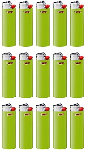 J26 Maxi Original Feuerzeug einfarbig/Gemischt Kindersicherung Ständer Aufsteller (Grün, 15)