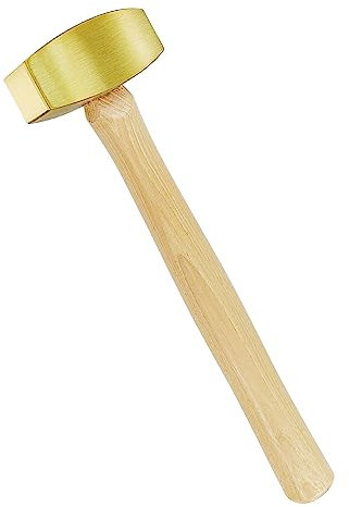 C&T 0,9 kg massiver Messinghammer mit Hickory-Holzgriff, nicht beschädigend, nicht funkelnd, 0,9 kg