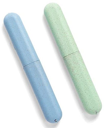ZHIHUITL Custodia per Spazzolino,2 Pezzi Porta Spazzolino da Viaggio,custodie colorate per spazzolino da denti,Custodia protettiva Spazzolino Portatile, Adatto per Viaggi in Famiglia(Verde/blu)