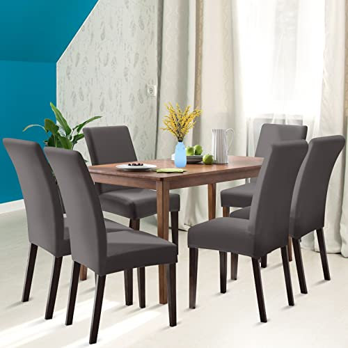 Lollanda 6er Set Universal Stretch Stuhlhussen, Moderne Beschützer Stuhlbezug, Dining Chair Covers Samt Abnehmbare Waschbarer Elastische, für Esszimmer Bankett Hochzeit Partys Deko (Dunkelgrau)