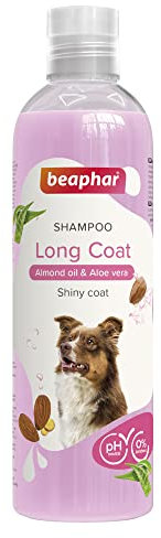 Beaphar Langhaar-Shampoo für Hunde, 250 ml, natürliche Extrakte aus Aloe Vera und Mandelöl, pflegt und schützt Ihre Haut und Ihr Haar, glänzendes und leicht kämmbares Haar, vegan, pH-neutral, 250 ml