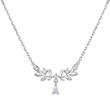 S925 silver necklace design waterdrop leaf collarbone chain