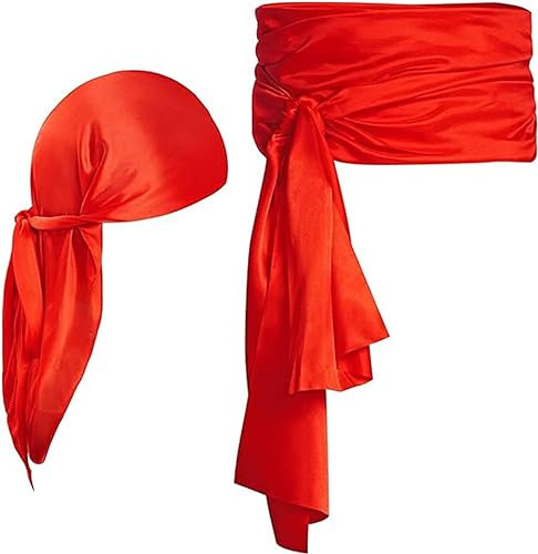 Jerbro Mittelalter Schärpe und Gürtel für Halloween Renaissance Kapitän Piraten Kostüm Karneval Cosplay Verkleidung (Rot)