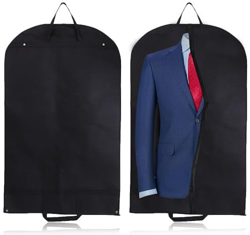 Kleidersack, 2 Stück Kleidersack Anzug, Anzug Schutzhülle Faltbar für Familie Kleiderschrank reisen Geschäft Auf Geschäftsreise Hotel 120 x 60 cm Schwarz