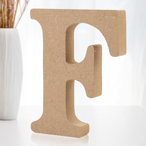 Darryy 10cm Stehende Holzbuchstaben, Log Natural Große Holzbuchstaben zum Basteln, unbehandelte Holzdekorationen für Zuhause, Wand, Party, Dekoration, DIY-Projekte (F)