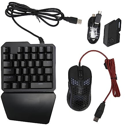 Gaming Keyboard Mouse and Converter Combo, One-Handed Wired Mechanical Keyboard with Gaming Mouse and Converter for PS3 for PS4 for PS5 for Xbox for Switch