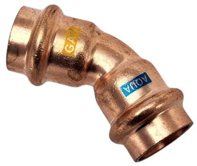 zbs24 Pressfittings Kupfer, Bogen 15mm 45° I/I (1 Stück), mit Dichtungen für Trinkwasser und Gasleitungen, V-Press Kontur, DVGW geprüft