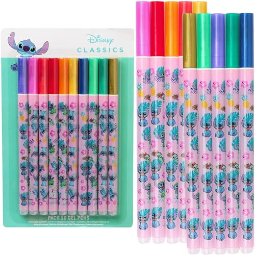 Disney Stitch Gel Kugelschreiber, Gel Stifte Set für Kinder 10 Stück - Back to School Supplies (Lila)
