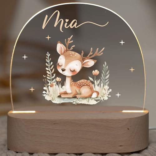 Kidsmood – Nachtlicht für Baby & Kinder – Dimmbare Nachtlampe mit Weihnachtsmotiv & Namen – Personalisierte Geschenke zu Weihnachten - Weihnachtsdeko für Kinderzimmer und unter dem Weihnachtsbaum