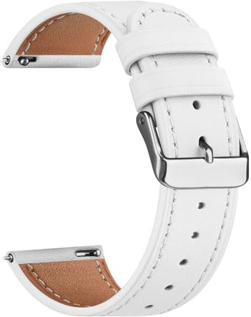 Vancle Armband für Garmin Vivoactive 5/3 Armband Leder Damen Herren,20mm Weiches Atmungsaktives Sport Uhrenarmband Ersatzarmbänder für Garmin Vivomove 3/HR/Luxe/Style(Weiss)