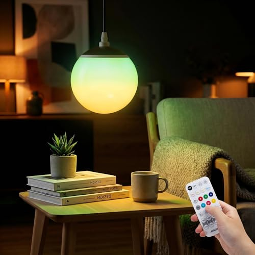 Aigostar Smart Pendant Light LED Bluetooth Mesh, Kompatibel mit Alexa, Zweizonen-Farbsteuerung, 8W 800LM, 2700K-6500K dimmbar, modern Schwarze Hängelampe für Wohnzimmer, Esstisch, Küche, Schlafzimmer