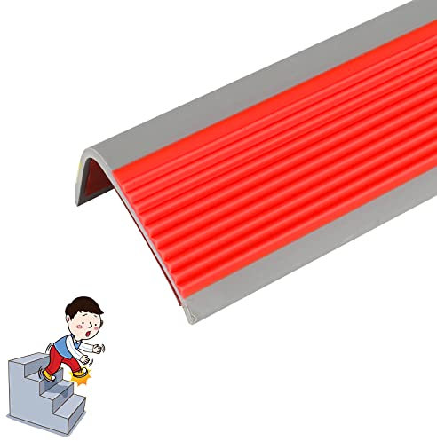 Stufenkantenprofil Selbstklebende 1/4M Treppenkantenprofil, PVC Treppen-Kantenschutz, Treppenprofil Kantenschutz Winkelprofil (1, Rot, 4M)