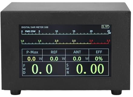 Digitales SWR Messgerät, Wattmeter, 1,8 54 MHz, 200 W, Stehwellenmessgerät mit Alarm, IPS Touchscreen, Kurzwellen Leistungsmessgerät für Funkgeräte, Messwerkzeug für Funkgeräte