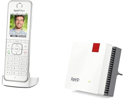 AVM FRITZ!Fon C6, Telefono Cordless DECT (display a colori di alta qualità, servizi Internet) & FRITZ!Repeater 1200 AX Edition International, Ripetitore - Wi-Fi 6 extender Dual Band
