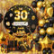 Happy 30th Birthday Light up Sign Party Decorations for Men Black Gold Led Birthday Backdrop Marquee Round Cardboard 2.75ft DIY Frame Background Photo Booth for Him 30 Year Old Party Supplies for Wall