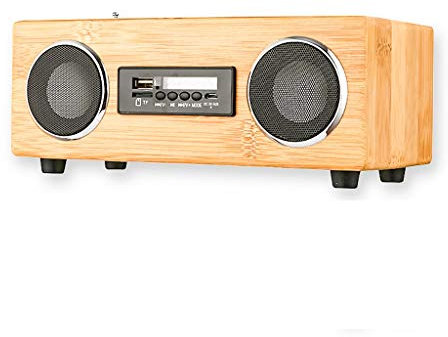Player Bamboo Wood FM Radio Bluetooth Lettore CD Wireless Bluetooth Sistema di Altoparlante Stereo Hi-Fi-Telecomando, Scheda TF/USB/AUX Audio, Arresto tempistica CD Player