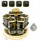 SAEIV Marmorierter Gewürzregal Stehend, Mit 6 x 120ml Gewürzgläser, 360° Drehbare Spice Rack, Exquisite aus Edelstahl Küchen Organizer, Küche aufbewahrung & Organisation