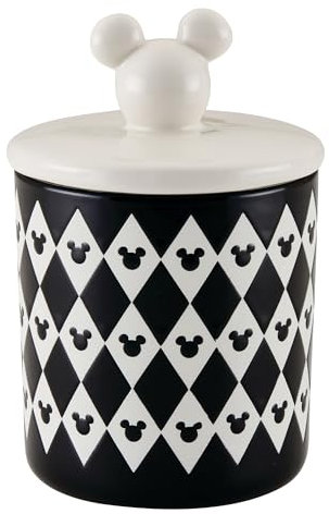 PRESTIGE Disney - Recipientes de cocina monocromáticos de Mickey Mouse pequeños, tarros herméticos de cerámica con tapas, blanco y negro