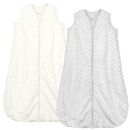 Mosebars Schlafsack Baby 1,5 Tog 2er Pack Ganzjährig Kinderschlafsack mit Sojafaser Baumwolle Schlafsack Verschiedene Größen Herbst Winter Schlafdecke (Grau&Weiß, S)