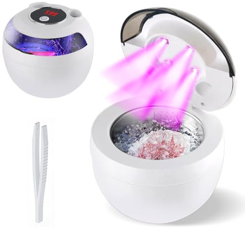 Binlingdaily Machine de nettoyage à ultrasons 45 kHz, 200 ml, 4 modes avec minuteur numérique pour aligneur, garde de nuit, appareil dentaire, brosse à dents, bijoux