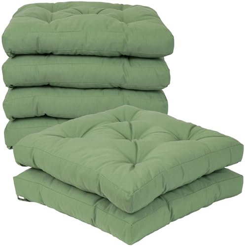 Viste tu hogar Pack 6 Cojines para Silla, 40x40x5 CM, Efecto Tridimensional, Relleno de 100% Poliéster, Ideal para Comedor, Terraza, Salón y Restaurante, Color Verde Aguacate, Fabricado en España