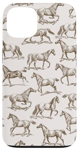 Ästhetisches braunes Pferde-Zeichenmuster Hülle für iPhone 13
