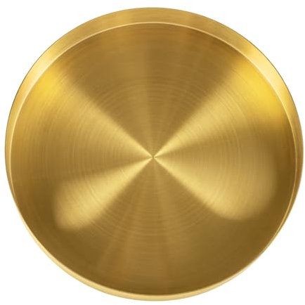 fennnds Bandeja de acero inoxidable dorada redonda para servir, plato decorativo de 22 cm de diámetro, bandeja decorativa y bandeja decorativa para maquillaje, bandeja de metal para servir, para bar,