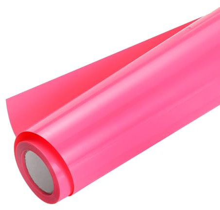 sourcing map Heat Transfer Vinyl Roll, 12 x 8ft Fluorescent Pink HTV Transfer Vinyl Iron On Vinyl for T-Shirts DIY Heat Vinyl Design Easy to Cut & Weed