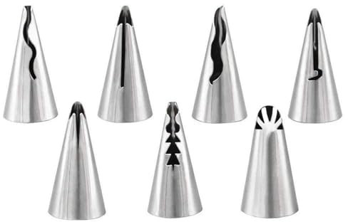 One Set of 7pcs Stainless Steel Russian Ruffle Skirt Icing Piping Tips Nozzles Pastry Cake Cupcake Decorating Baking Tool