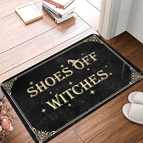 BDIX Funny Patio Decor Shoes Off, Witches Doormat Small Door Mat Outdoor Layering Rugs Front Door(40X60CM)