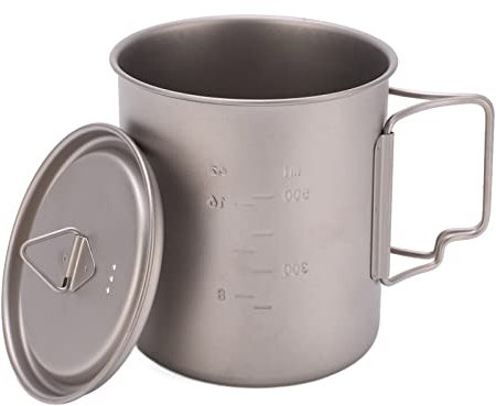 Xolsurg 750 ml Tazas de agua de titanio al aire libre con manijas plegables para acampar titanio de titanio Copa de agua