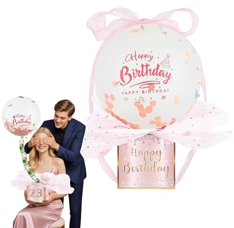 Upgraded Geldgeschenke Geburtstag, Happy Birthday DIY Überraschungsbox mit Luftballons,Geldgeschenke Verpackung, Luftballon Pull Up Geburtstag Geldgeschenk für Familie und Freunde