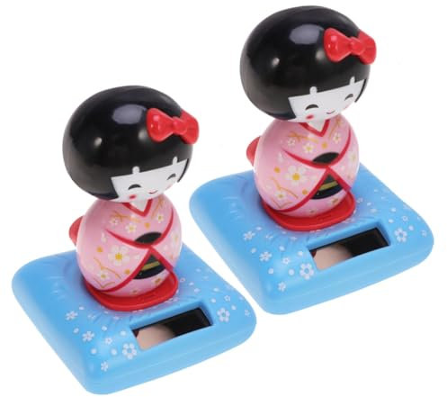 BESPORTBLE 2Stücke Kleine Kimono Puppenfiguren Aus Kunststoff Süße Auto Dekoration Mit Wackelkopf Armaturenbrett Und Tischdeko Japanische Puppenfigur Im Design