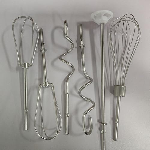 Hand Mixer Turbo Beaters for Kitchenaid, Replacement Beater, Whisk, Dough Hooks and Blending Rod, Turbo Beater Accessories Compatible with KitchenAid Hand Mixer KHM3 KHM5 KHM7 KHM9 (6 Pack)