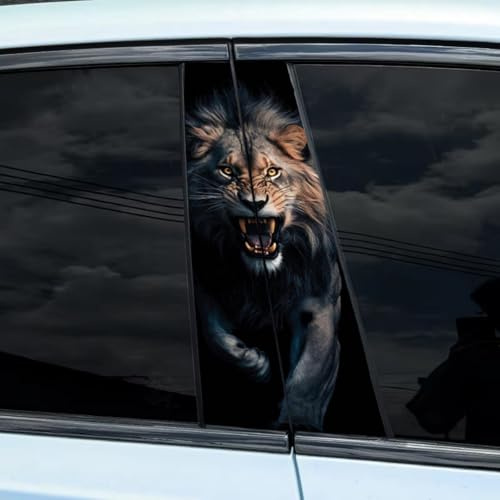 2 Pezzi Adesivi per Colonna Centrale Auto, Adesivi HD Leopardo, Adesivi Halloween Lupo in PVC, Adesivi Resistente ai Graffi, Adesivo Personalizzato Tigre per Auto, Colonna Centrale (8,25x50cm)